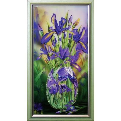 Картина Букет ирисов малая с кристаллами Swarovski (1576)