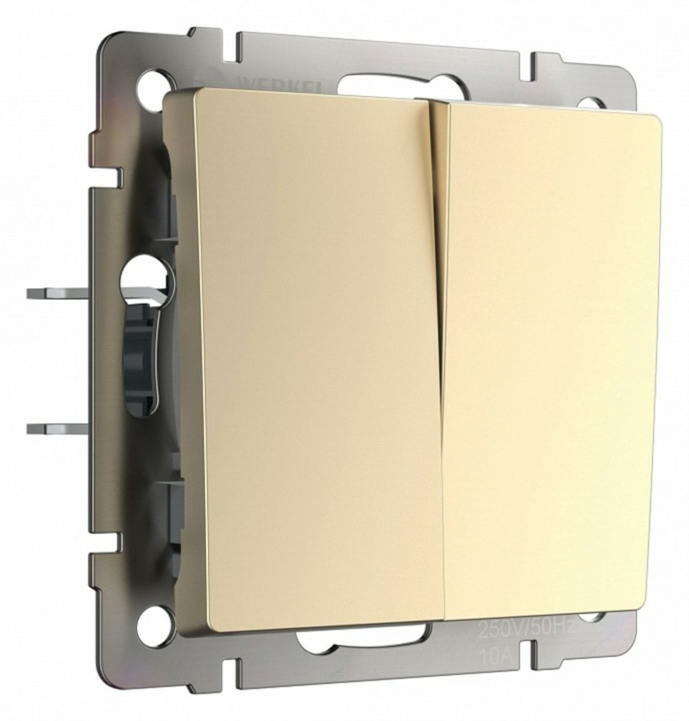 Фото Выключатель проходной двухклавишный без рамки Werkel шампань W1122011 WRK_a050866 - интернет-магазин МегаТерем в Москве