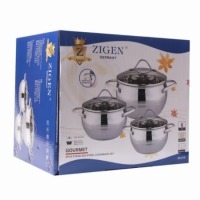 Набор кастрюль с крышками 3 шт ZIGEN (519)