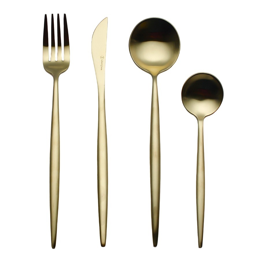 Фото Набор столовых приборов globe, золотистые матовые, 16 пред. (77770) - интернет-магазин МегаТерем в Москве
