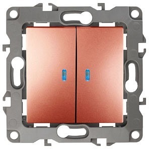 Фото Выключатель двухклавишный с подсветкой без рамки Эра Эра 12 12-1105-14 ER_B0019293 - интернет-магазин МегаТерем в Москве