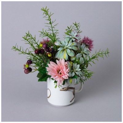 Цветочная композиция в кружке "вдохновение" ширина 17 см*высота 28 см- без упаковки Lefard (23-2446)