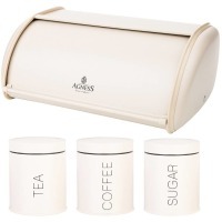 Хлебница agness "velour" металл.35,5х23х14,5см с 3-мя банк. д/сып. прод. d10см, выс12см, 950мл (938-048) 
