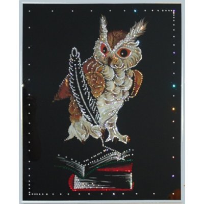 Картина Мудрая сова с кристаллами Swarovski (1218)