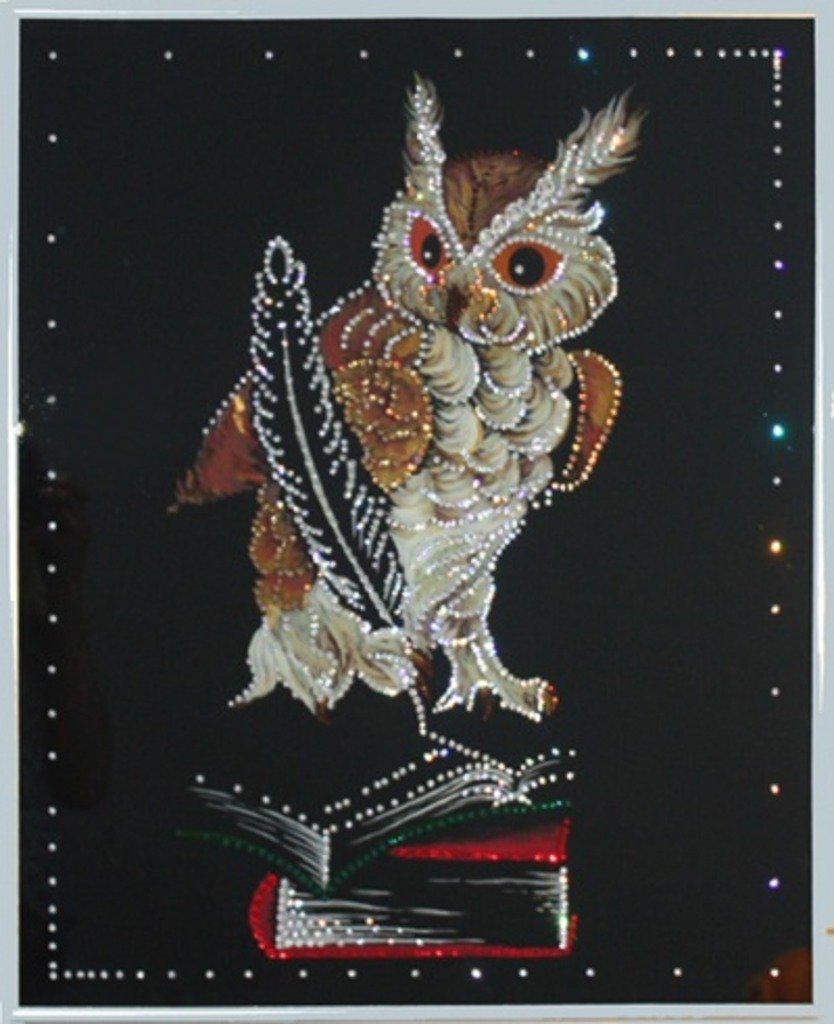 Фото Картина Мудрая сова с кристаллами Swarovski (1218) - интернет-магазин МегаТерем в Москве