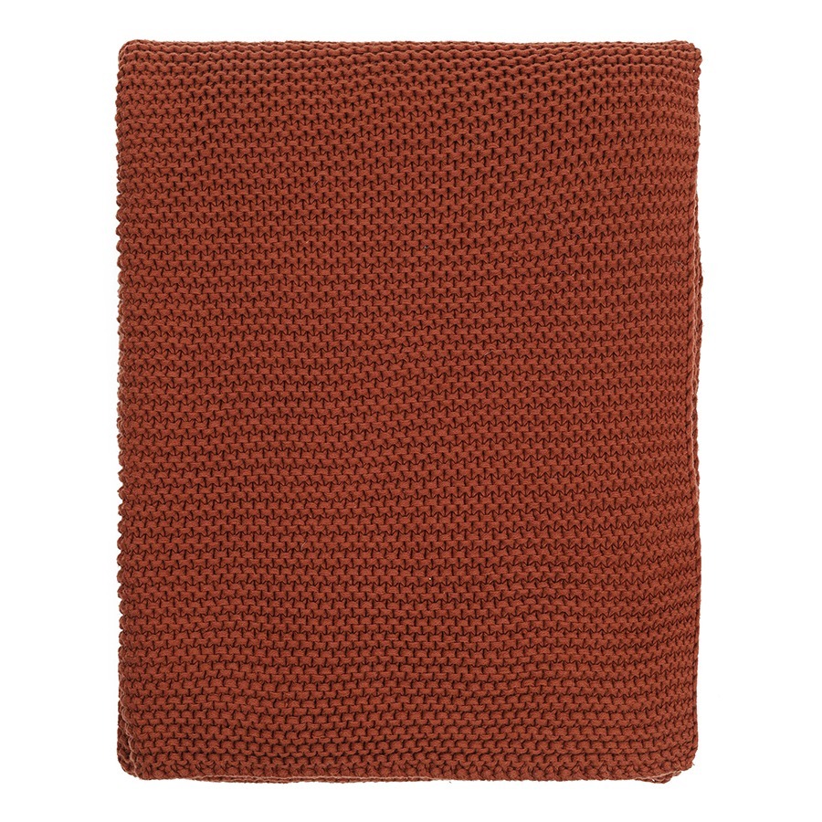 Фото Плед из хлопка жемчужной вязки терракотового цвета из коллекции essential, 130х180 см (77977) - интернет-магазин МегаТерем в Москве