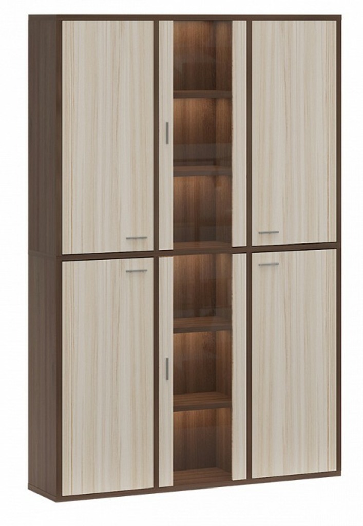 Фото Шкаф-витрина Домино СУ(ш3в2)+4ФГ+2ФС MER_SUsh3v2-4FG-2FS-SHK-shamoni-CH-karamel - интернет-магазин МегаТерем в Москве