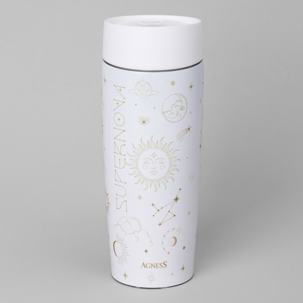 Фото Термокружка agness supernova white 360мл, колба нерж.сталь 18/10 (709-109)  - интернет-магазин МегаТерем в Москве