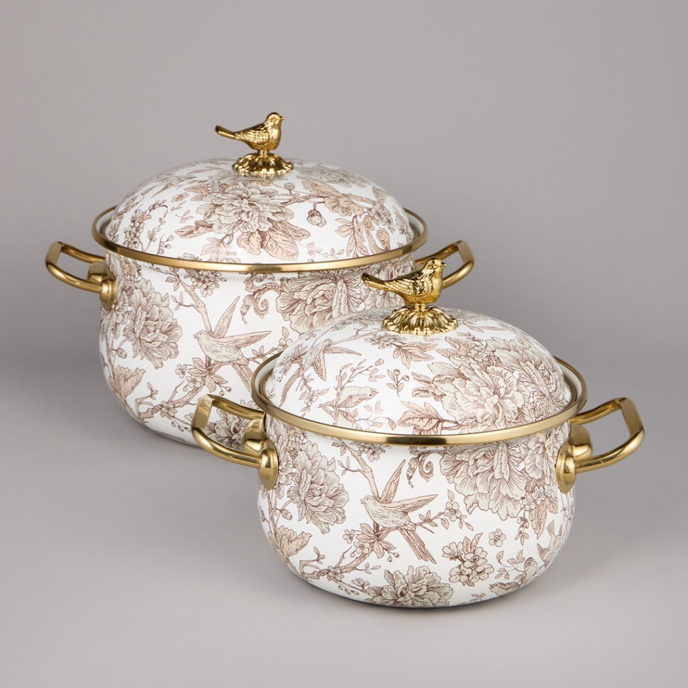 Фото Набор кастрюль agness эмалированных серия royal garden, 4пр. 2,1л и 3,8л (950-601)  - интернет-магазин МегаТерем в Москве