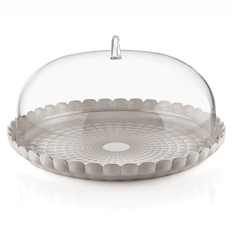 Фото Блюдо сервировочное с крышкой tiffany, D36 см, серо-бежевое (75600) - интернет-магазин МегаТерем в Москве