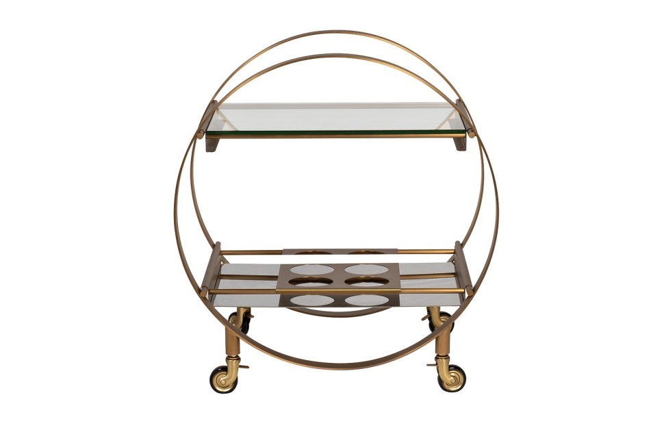Фото Стол-тележка сервировочн ст.прозр/латунь 70*48*76 (TT-00015509) - интернет-магазин МегаТерем в Москве