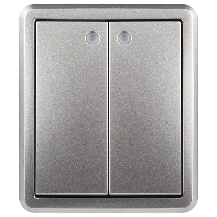 Фото Выключатель двухклавишный с подсветкой Эра Эра Эксперт 11-1205-03 ER_B0063001 - интернет-магазин МегаТерем в Москве