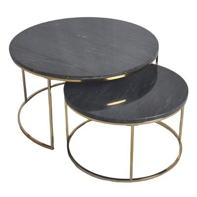 Набор из 2-х журнальных столиков hans, D60 см и D80 см, черный мрамор (76901)