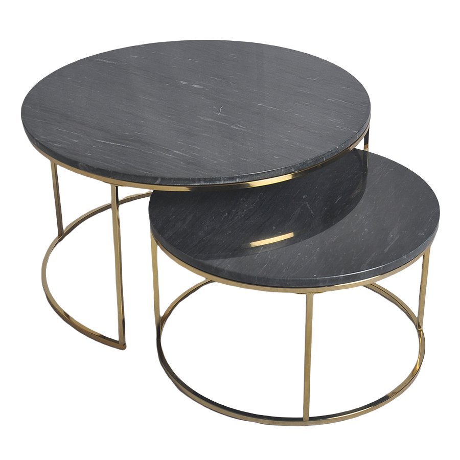 Фото Набор из 2-х журнальных столиков hans, D60 см и D80 см, черный мрамор (76901) - интернет-магазин МегаТерем в Москве