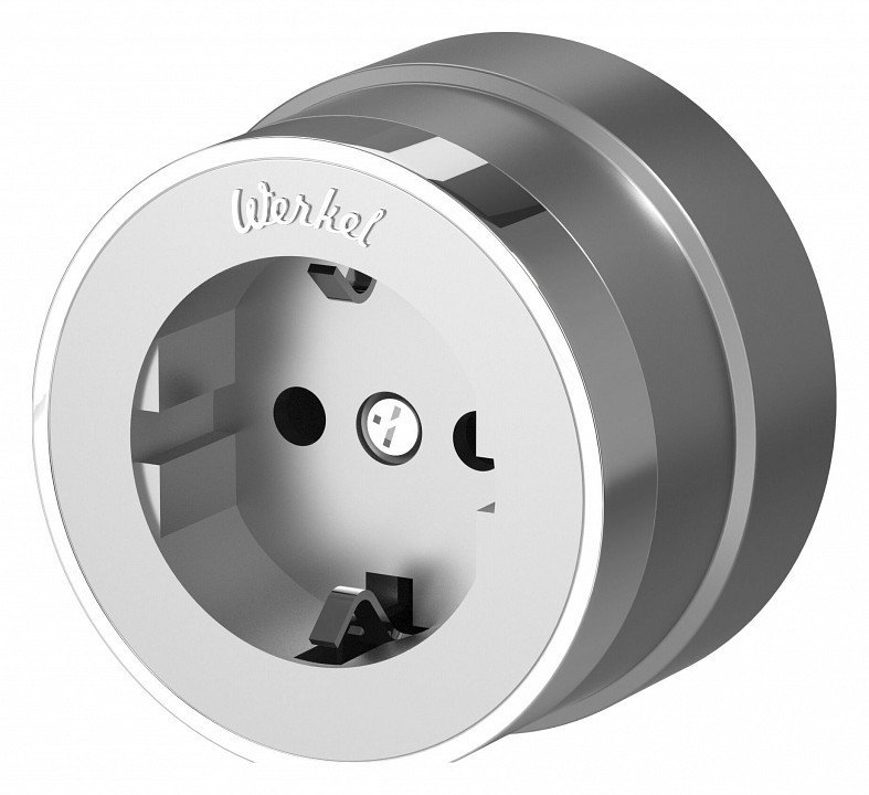 Фото Розетка с заземлением Werkel Vintage (серебро матовый/хром) W5871054 WRK_a055929 - интернет-магазин МегаТерем в Москве