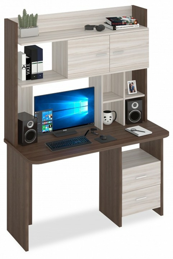 Фото Стол компьютерный Домино Lite СКЛ-Прям130Р+НКЛХ-130 MER_SKL-Pryam130R-NKLH-130-SHK-CH - интернет-магазин МегаТерем в Москве