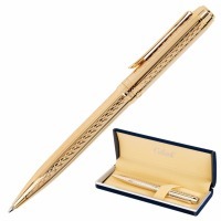 Ручка подарочная шариковая Galant Graven Gold корпус золотистый с гравировкой синяя 140466 (91997)