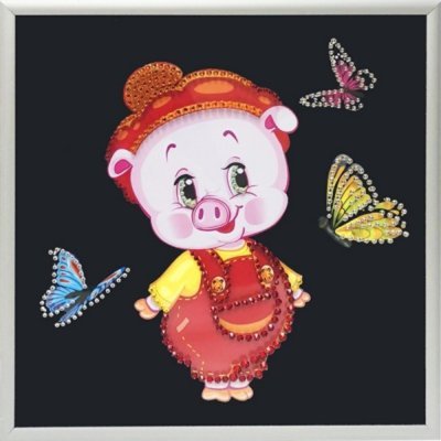 Картина Символ года Хрюшка с кристаллами Swarovski (2179)