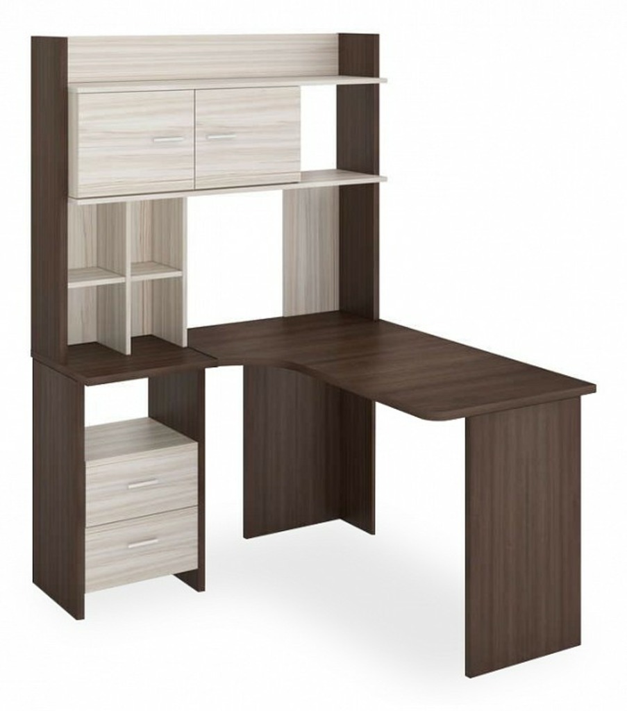 Фото Стол компьютерный Домино Lite СКЛ-Угл130+НКЛХ-120 ШК ЛЕВ MER_SKL-Ugl130-NKLH-120_SHK_LEV - интернет-магазин МегаТерем в Москве