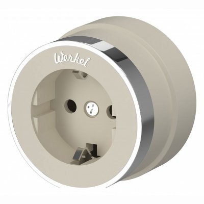 Розетка с заземлением Werkel Vintage (слоновая кость матовый/хром) W5871055 WRK_a055930