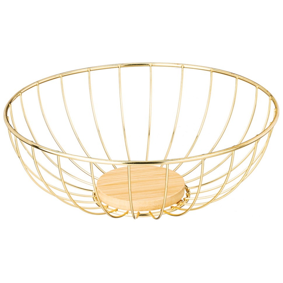 Фото Фруктовница agness металлическая цвет: gold, 25х9 см (790-362)  - интернет-магазин МегаТерем в Москве