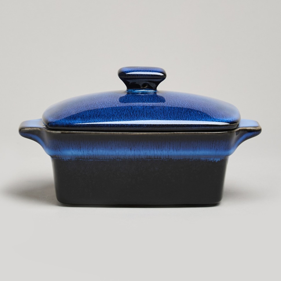 Фото Форма для запекания с крышкой / масленка reactive blue 16,5*10*5/9 см 250 мл Agness (780-133) - интернет-магазин МегаТерем в Москве