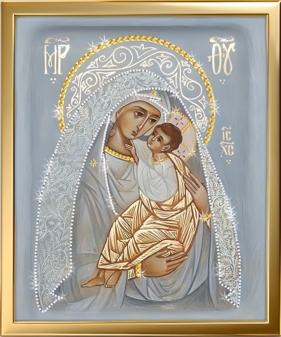 Икона Пресвятой Богородицы Умиление «Небесная тишина» с кристаллами Swarovski (2398) Фото Икона Пресвятой Богородицы Умиление «Небесная тишина» с кристаллами Swarovski (2398) - интернет-магазин МегаТерем в Москве
