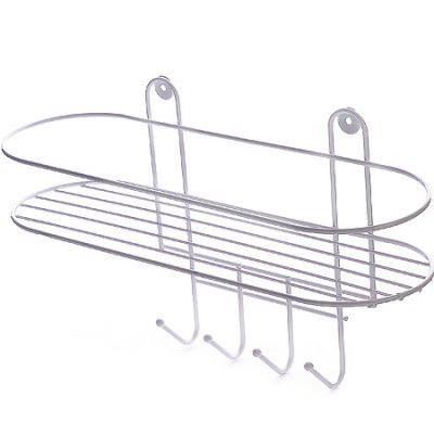 Полка в ванную 4 крючка ова...