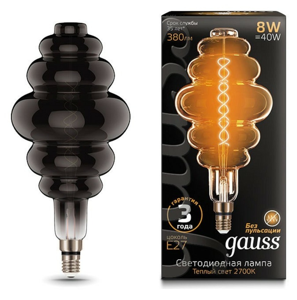 Фото Лампа светодиодная Gauss LED Vintage Filament Flexible E27 8Вт 2700K 159802008 GA_159802008 - интернет-магазин МегаТерем в Москве
