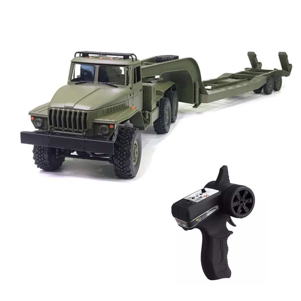 Фото Радиоуправляемый внедорожник WPL Советский военный грузовик Урал с траллом 4WD 1:16 (WPLB-36-3) - интернет-магазин МегаТерем в Москве