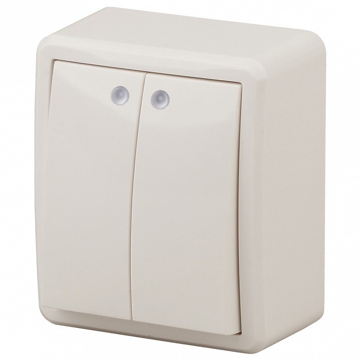 Фото Выключатель двухклавишный с подсветкой Эра Эра Эксперт 11-1205-02 ER_B0020667 - интернет-магазин МегаТерем в Москве