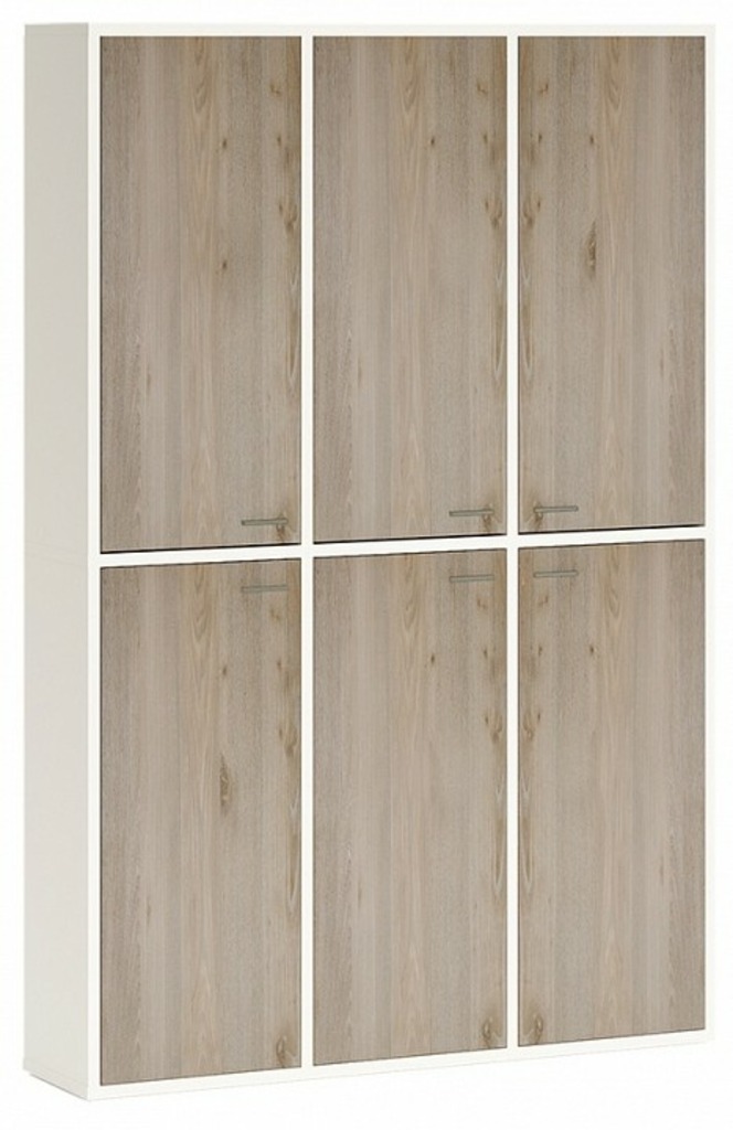 Фото Шкаф книжный Домино СУ(ш3в2)+6ФГ MER_SUsh3v2-6FG-BEN-belyj-nelson - интернет-магазин МегаТерем в Москве