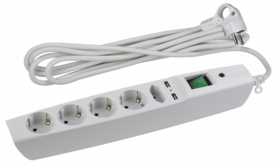 Фото Удлинитель с выключателем Эра  SFU-5es-2m-W ER_C0043327 - интернет-магазин МегаТерем в Москве