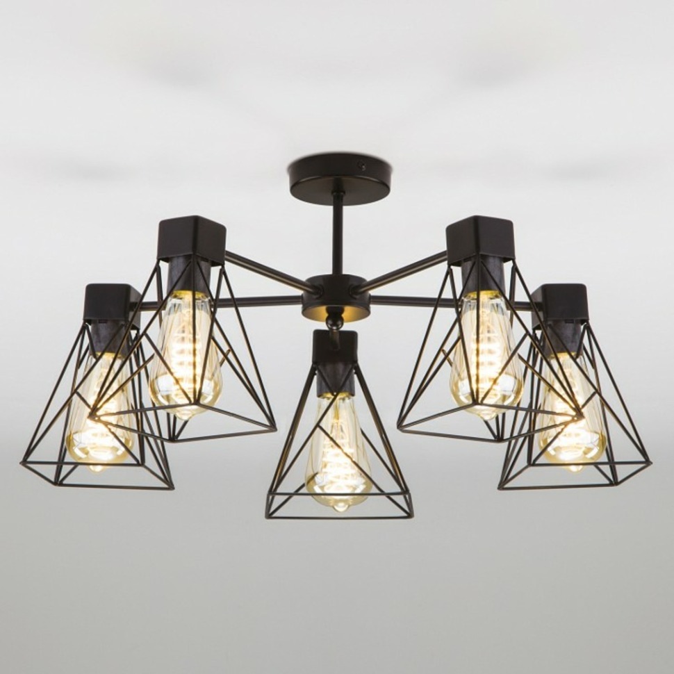 Фото Люстра на штанге Eurosvet Trappola 70107/5 черный EV_a044747 - интернет-магазин МегаТерем в Москве