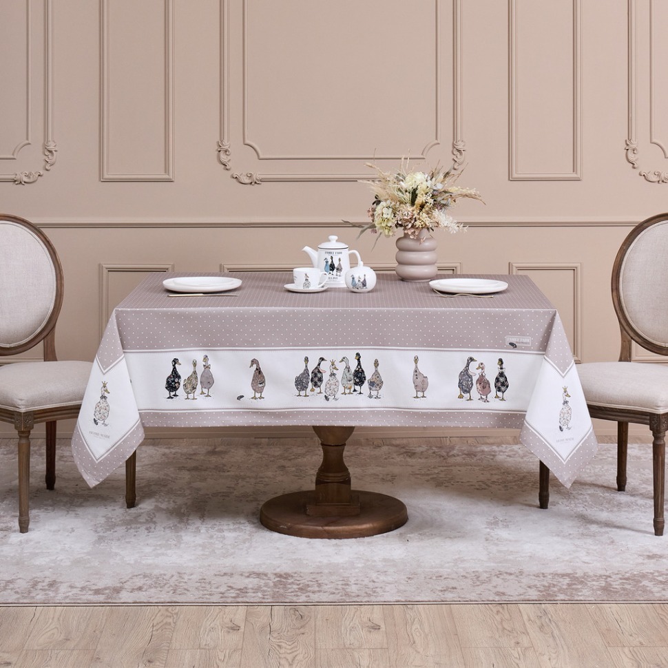 Фото Скатерть family farm 160х220см , 100% хлопок, капучино, твил, пропитка Lefard (850-749-21) - интернет-магазин МегаТерем в Москве