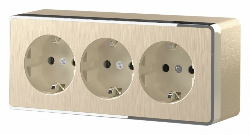 Фото Розетка влагозащищенная с заземлением и со шторками Werkel Gallant (шампань рифленый) W5073110 WRK_a052594 - интернет-магазин МегаТерем в Москве