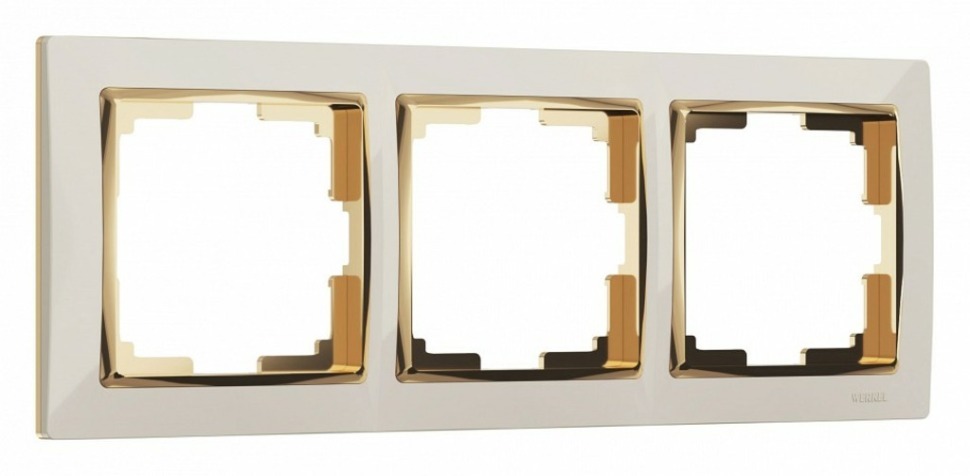 Фото Рамка на 3 поста Werkel Snabb (слоновая кость/золото) W0031932 WRK_a051647 - интернет-магазин МегаТерем в Москве