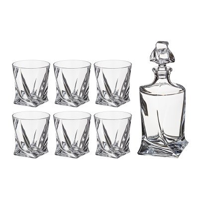 Набор для виски "квадро" 7пр.: штоф+6 стаканов 850/340 мл. высота=27/10 см. Crystal Bohemia (669-138)