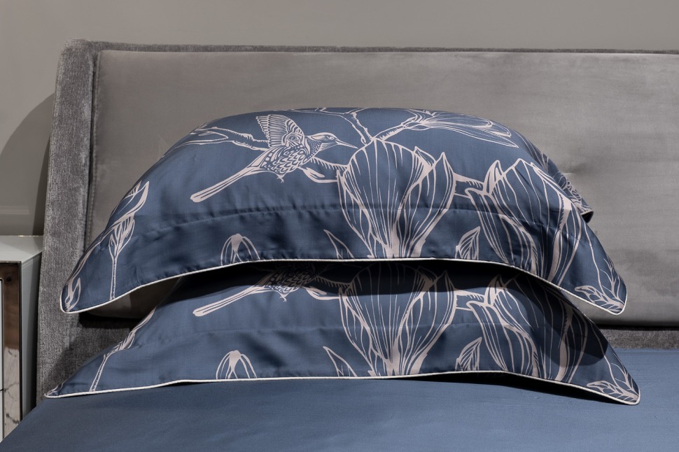 Фото Комплект наволочек принт тенсель синий  50*70 (2шт) (TT-00012238) - интернет-магазин МегаТерем в Москве