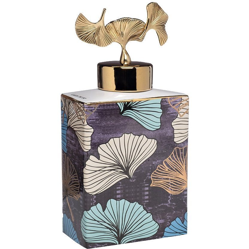 Фото Ваза керам.с крышкой бирюз-серая Гинкгоd14*30см (TT-00006804) - интернет-магазин МегаТерем в Москве