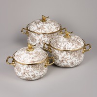Набор кастрюль agness эмалированных серия "royal garden", 6пр. 2,1л, 2,8л и 3,8л (950-605) 