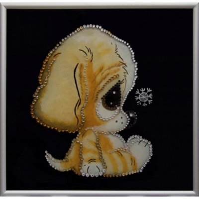 Картина Символ года Щенок с кристаллами Swarovski (2023)