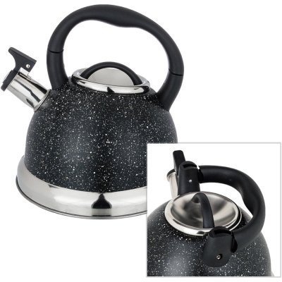 Чайник agness со свистком, серия "black marble"3,0 л и складывающейся ручкой, индукц. капсульное дно (937-030) 