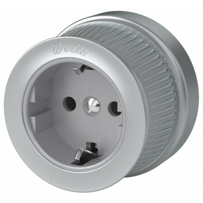 Розетка с заземлением Werkel Ретро (матовый хром) WL19-10-01 WRK_a044922