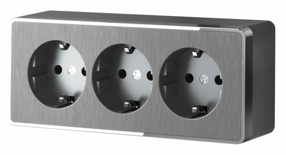 Фото Розетка влагозащищенная с заземлением и со шторками Werkel Gallant (графит рифленый) W5073104 WRK_a052595 - интернет-магазин МегаТерем в Москве