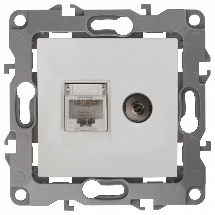 Фото ТВ-розетка и розетка Ethernet RJ-45 без рамки Эра Эра 12 12-3110-01 ER_B0027441 - интернет-магазин МегаТерем в Москве