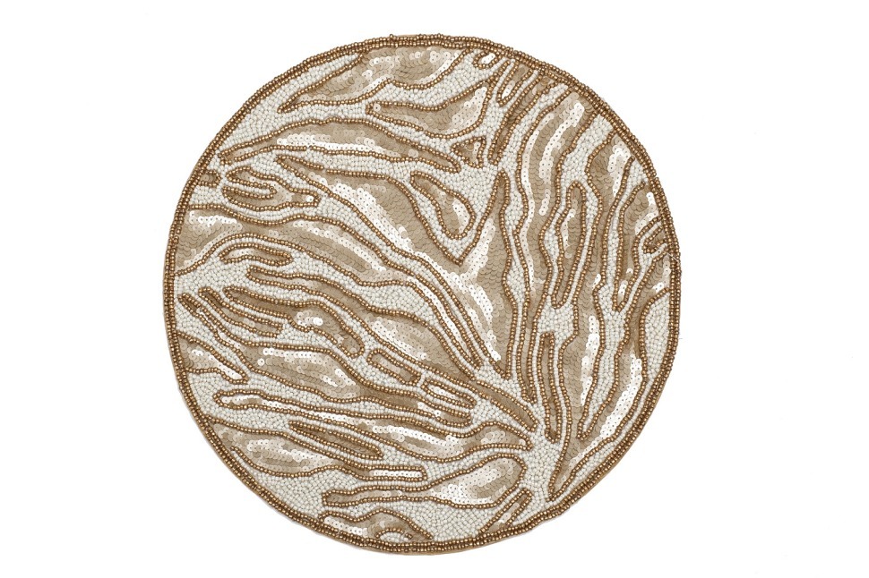 Фото Салфетка сервировочная Саванна,бисер,золото d35см (TT-00012855) - интернет-магазин МегаТерем в Москве