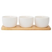 Набор из 3 чаш на деревянной подставке soft ripples, dual glazing, 200 мл (75880)
