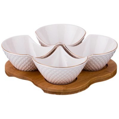 Менажница 4 секции на дерев.подставке lefard "диаманд голд" 18*18*5 см (359-380) 