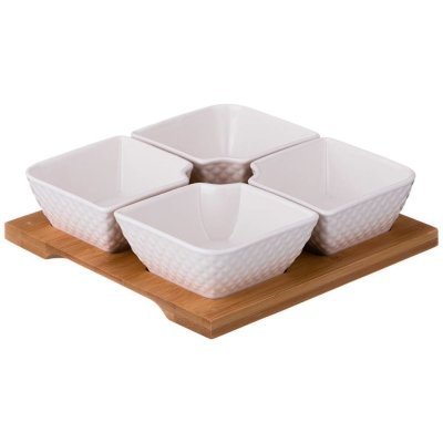 Менажница 4 секции на дерев.подставке lefard "диаманд" 17*17*5 см (359-376) 